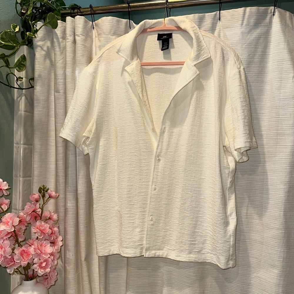 H&M Cream Regular Fit Cuban-Style Men’s Resort Shirt